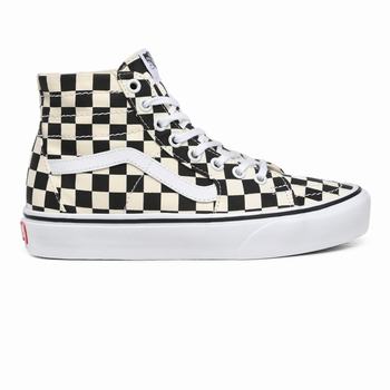 Vans Checkerboard Sk8-Hi Tapered - Naisten Korkeavartiset tennarit - Mustat/Valkoinen